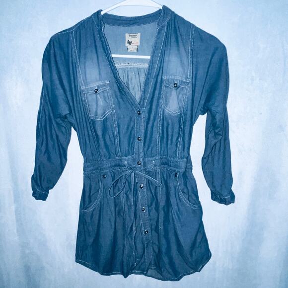 Prototype Authentic Denim Chambray 3/4 Sleeve Shirt S - Picture 1 of 6